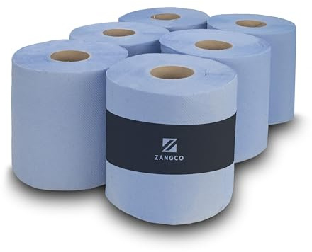 ZANGCO Blue Paper Towels - 6 Mega Rolls, 2-Ply, Super Absorbent, Strong & Durable, Lint-Free, Hypoallergenic - Perfect for Kitchen, Bathroom, and General Cleaning - Premium Quality, Eco-Friendly