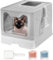 JUPPLIES Arenero Gatos Cubierto Plegable 51x38x41cm – Caja Arena Grande con Doble Entrada, Bandeja Extraíble y Pala de Fácil Limpieza – Cat Litter Box para Gatos Grandes y Pequeños (Gris)