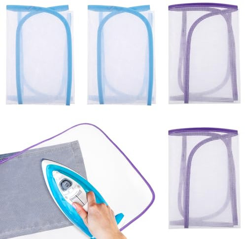 JIYIN 4 Stück Bügeltuch, 60 x 40 cm Mesh Stoff Bügeltuch Pad Bügelmatte Anti-Fokus-Schutzpolster Bügel Schutztuch für Einfaches Bügeln und Schutz