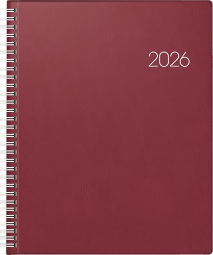 BRUNNEN bokkalender mod. Manager Wt 7 weektimer 2026 | 210 × 260 mm, plast, vinröd