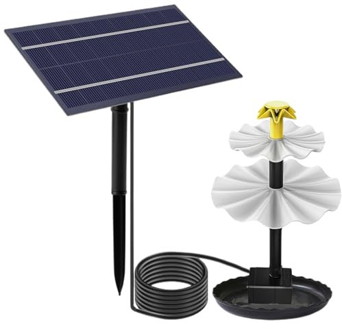 Solar fontänpump，Glaspanel Fågelbadvattenpump med stakar 3 munstycken Dubbelsidig filtrering Vattennivådetektering Vattenpump Svart/62