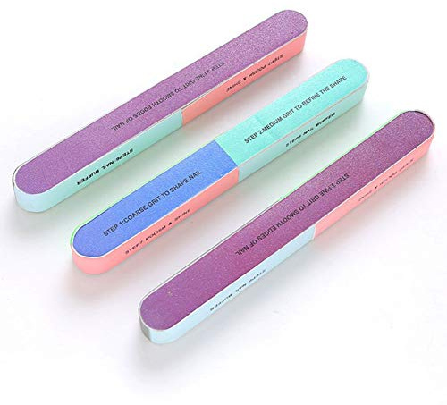 ZJchao Set di File per Chiodo Lucidatrice a Blocchi di lucidatura: 6 Pezzi, 7 Superfici in 7 Colori, Utili per la Cura delle Unghie in Go on the Go (Colore assortito)