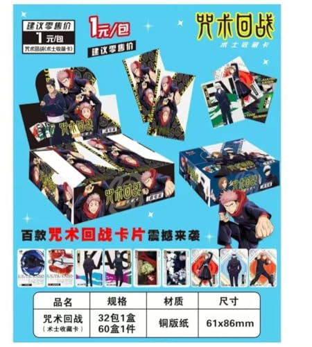 Anime Cartas Tarjetas Coleccionables, 32 Packs Jujutsu Kaisen Juego de Cartas, Popular Trading Tarjetas Pack Booster Box Regalos para Aficionados, Niños, Adolescentes Adultos
