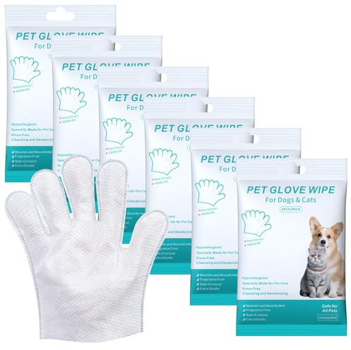 BYZESTY 36 Piezas Toallas para Mascotas, Guantes para Mascotas, Guantes de Limpieza para Perros, Guantes Portátiles para Mascotas Gatos, Sin Productos Químicos, Sin Enjuague