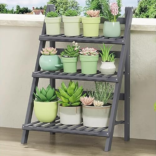 Supporto for Piante Pieghevole Scala for Fiori a 3 Livelli Espositore da Giardino for Interni ed Esterni for Balcone del Soggiorno(Mittel)