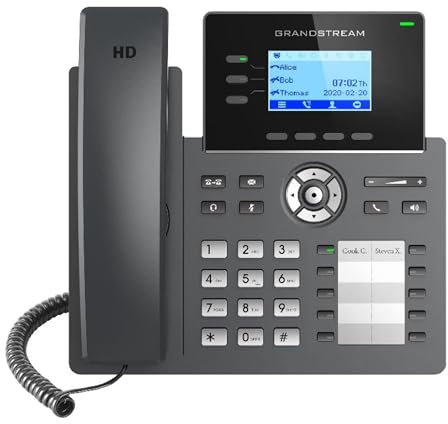 Grandstream Networks GRP2604P téléphone fixe Noir 3 lignes LCD