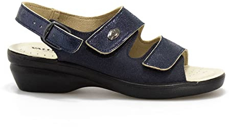 Valleverde Scarpe Donna Sandali Estivi Comodi in Pelle Blu con Cinturino 41 EU
