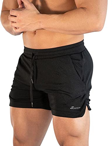 Surenow Mens Running Gym Shorts 3 Inch Athletic Workout Shorts with Pockets