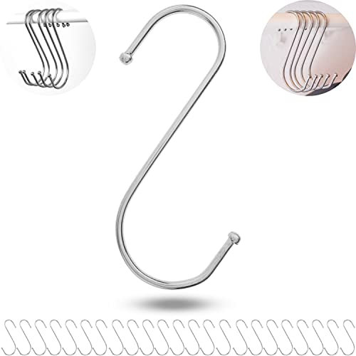 Crochets en S à suspendre, 8 pièces, en argent, crochets métalliques pour barres jusqu'à Ø 42 mm, longueur 120 mm, crochets en S pour cuisine, tringle à vêtements, garage, casserole, poêle, tasse