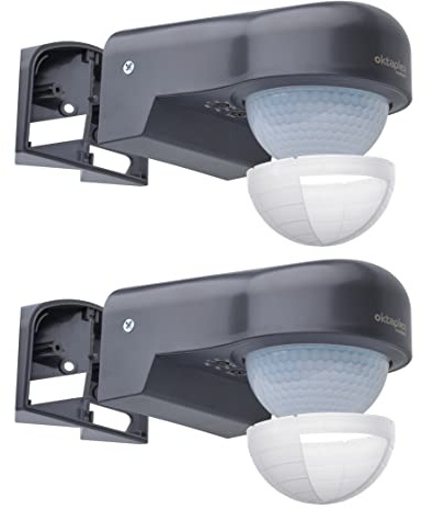 Oktaplex 2er Set Don Bewegungssensor Außen 230V IP65 240° Infrarot-Sensor einstellbar 10m Reichweite anthrazit inkl. Eckhalterung
