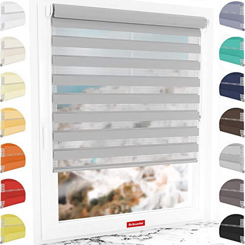 Schuette® Rollo ohne Bohren & mit Bohren 2in1 ● Tag & Nacht Doppelrollo Kollektion: Cloudy Day (Grau) ● 80 x 230 cm (Breite x Höhe) ● Suprafix Klemmrollo = Klemmfix 2.0 ● 60s Montage mit Video