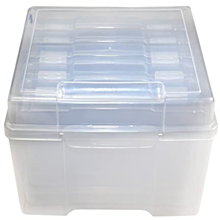Unibos | Photo Case | Photo Storage Box & Crafts Organiser | Photo Organizer Cases & Containers | Protects Photos | Keep Precious Memories Safe | Transparent - MEDIUM