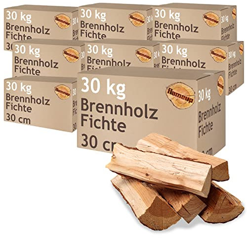 Épicéa Bois de Chauffage 5-500 kg Bois 30 cm pour poêles cheminées Brasero Grill Bois de Chauffage Bûches Bois Séché en Chambre Flameup, Quantité:240 kg