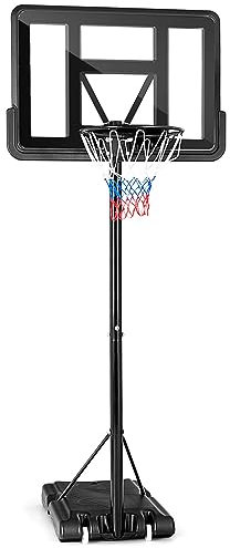 GYMAX Höhenverstellbares Basketballständer 130-305 cm, Basketballkorb-System tragbarer mit bruchsicherem Rückenbrett & leichtgängige Räder, ideal für Jugendliche & Erwachsene