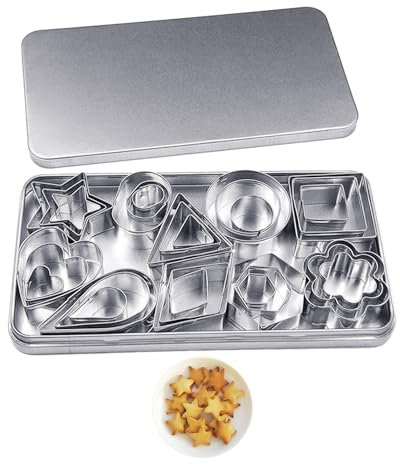 SLEEKEE Set di 30 Formine per Biscotti, per Dolci, Accessori da Forno, Stampi per Pasta Frullata, Stampi in Acciaio Inox, Formine per Biscotti con Forma Geometrica