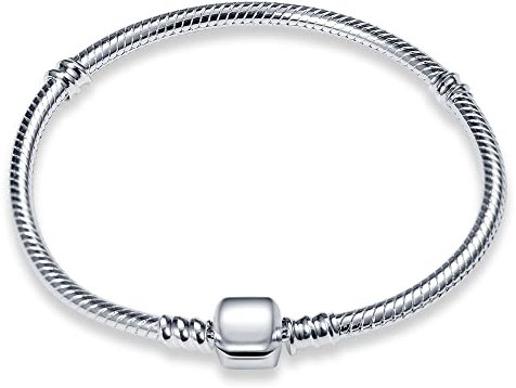 KUNSIR Armbänder Damen Moments Schlangen-Gliederarmband für Bead Charm,Armkette Silber 925 Mit Pandora Bead Charm, Valentinstag Muttertag Geburtstags Geschenk