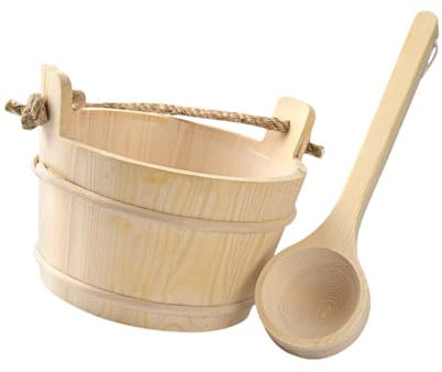 Fenteer Seau et Louche de Sauna En Bois, Accessoires pour Bain, Salle de Bain, Salle de Bain