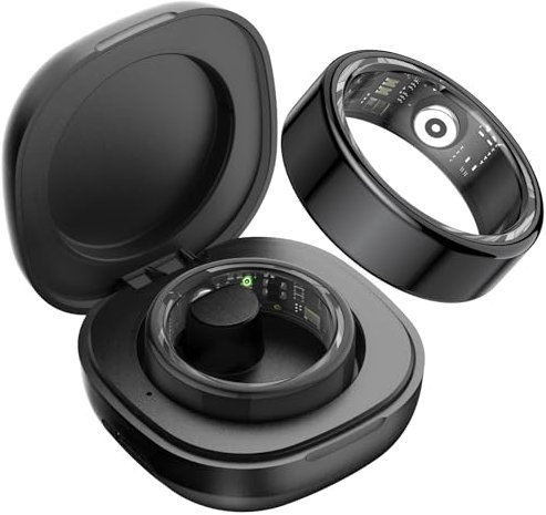 DekeFit Smart Ring Herren Damen, Smartringe Fitness Tracker mit 100+ Sportmodi, Schlafmonitor, Herzfrequenz, SpO2, IP68 Wasserdicht, Gesundheitsring für Android iOS, Size 8, Schwarz