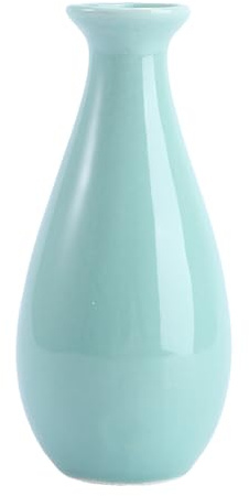 Ciieeo Blue Ceramic Vase, Small Flower Pot for Home Office, Mini Cute Turquoise Vase, Stylish for Dried Flowers and Hydroponic Plants, 11cm/4.33in