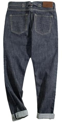 Hcclijo Men's Classic Denim Jeans Vintage Straight Dark Selvedge Jeans Denim Blue 34
