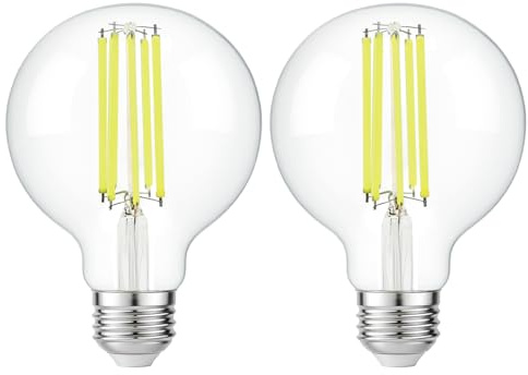 FLSNT G95 Glühbirne Große Kugel Ersetzt 200W, 18W LED Birne E27 Extra Hell 3000 Lumen, 6500K Kaltweiss, Klar Glas, Nicht Dimmbar, 2 Stück