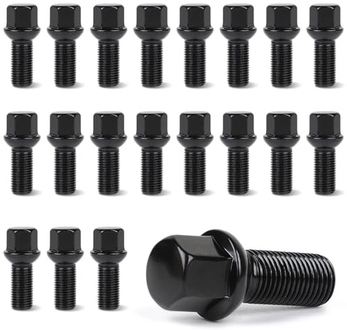 EFUTURETIME Kit 20 Bulloni Ruota M14 x 1,5, 28 mm, Sede Sferica R13, SW 17 mm, Compatibili con Audi, VW (solo con cerchi originali VAG)