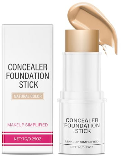 Foundation Stick Skin Tint Foundation Full Coverage Concealer Pan Stick, Face Make Up Beauty Balm, Hydrating Brighting Lightweight Smooth Finish, Natural Colour