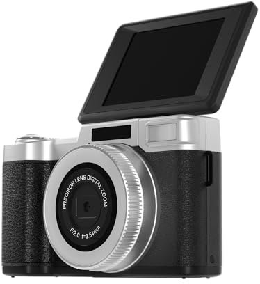 Appareil Photo Numérique 4K Camera vlog 64MP avec WiFi Appareil Photo Compact avec Carte TF de 35 Go Lumière Flash