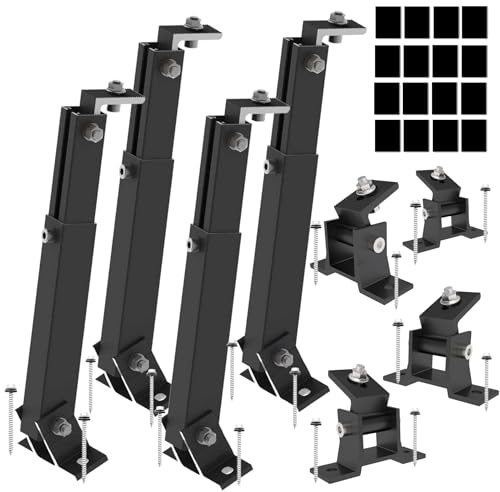 Aufständerung Solarmodul Halterung Balkonkraftwerk Flachdach PV VERSTELB 15-30° Aluminium (2 Paneele SET 15°-30°) Schwarz