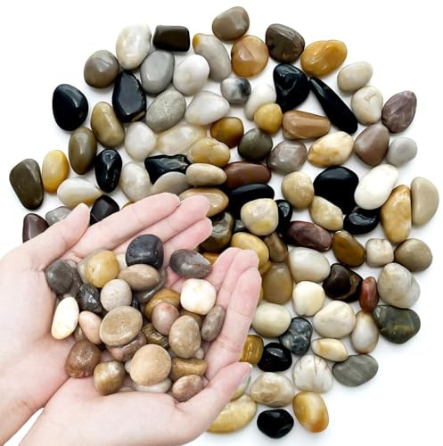 Galets polis, petites pierres décoratives de rivière, pierres naturelles polies de couleurs mélangées pour décoration de la maison, aquarium, plantes, vases, plantes grasses (0,9 kg)