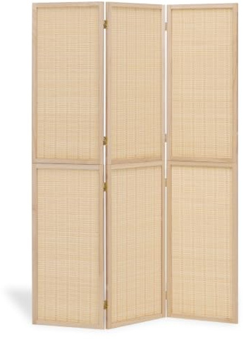Homestyle4u Paravent 3-teilig aus Holz & Bambus, 120x170 cm
