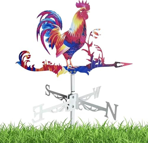 Segnavento – banderuola a forma di gallo e lupo, per patio, fattoria, giardino, cortile, cortile, patio, portico, prato, tettoie