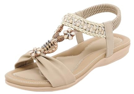 Pavers Sandals For Women,Pool Sliders Women Sommer,Bohemian Elastic Toe Loop Platform Flat Casual Party Shoes For Summer Lightweight Sport Casual Walking Shoes Slipper