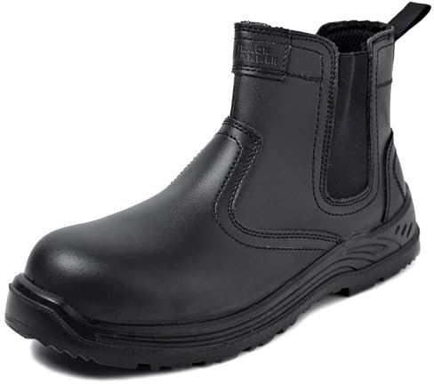 Black Hammer Mens Safety Boots Chelsea Work Shoes Leather Steel Toe Cap Working Ankle Lightweight Footwear S3 SRC 8872 (8 UK)