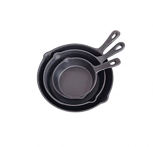 Oypla Set of 3 Cast Iron Non Stick Skillet Frying Cooking Pans