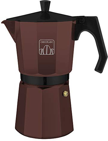 Cecotec cafetera Italiana MokClassic 1200 Garnet. Fabricada en Aluminio Fundido Hacer café con el Mejor Cuerpo y Aroma, para 12 Tazas de Café