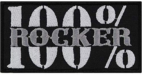 Toppa ricamata da applicare con ferro da stiro o cucitura 100% Rocker | Patch per motociclisti da annodare/stirare | accessori moto Rockabilly Rock n' Roll | Applique per tessuti | 100x50mm