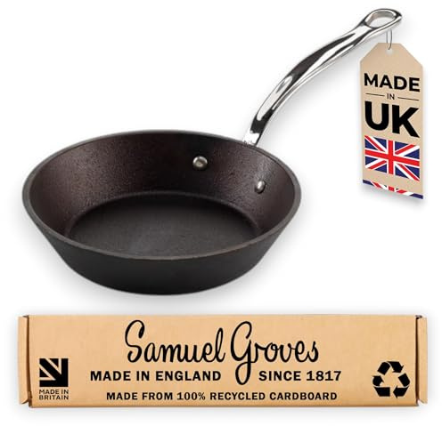 Samuel Groves Britannia Recycled Cast Iron Frying Pan Skillet Cookware Range Made in England (20cm Skillet Frying Pan)