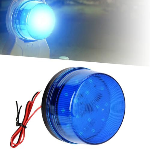 12/24V Blue Flashing Light, 15 LED Strobe Beacon Alarm Flashing Light Without Sound LED Strobe Light for Vehicle Tractor Car Bus Home Security Alarm System