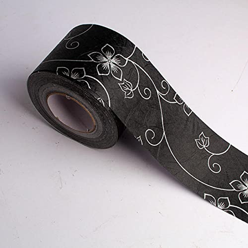 Dostear Bordi Greche Pannelli Adesivi Bordo Adesivo per Pareti Striscia Adesiva Muro Decorativa Greca Adesiva per Parete Fiori in bianco e nero 10 X 500cm