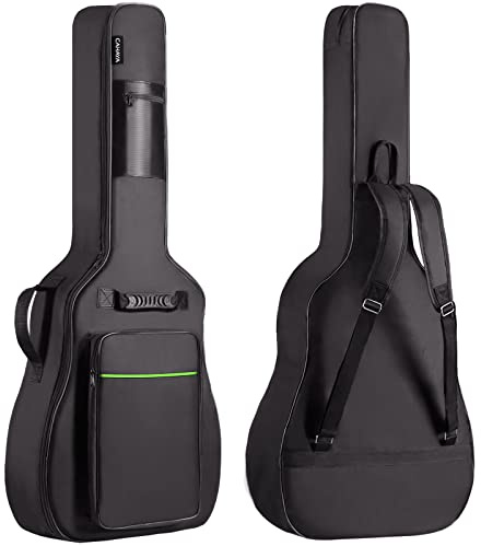 CAHAYA Acoustic Guitar Bag 0.35 In Thick Padding for 40 41 42 in Acoustic Guitars Waterproof Dual Adjustable Shoulder Strap Guitar Case Gig Bag with Back Hanger Loop, Green CY0291