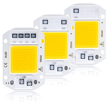 Chip LED COB De Alta Potencia, 3 Uds., CA 220V 110V 20W 30W 50W, Chip LED COB De Diodo, Matriz Rectangular, Foco De Bricolaje, Luz De Inundación Que No Necesita Controlador,Blanco Frio,220V 20W