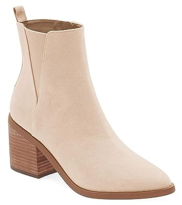 Womens Pointed Toe Ankle Boots Chunky Stacked Low Heel Side Zipper Fall Booties