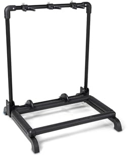 GEWA soporte para guitarras multisoporte - para 3 instrumentos - ajustable - también para guitarras Roundback, negro, GS-103B