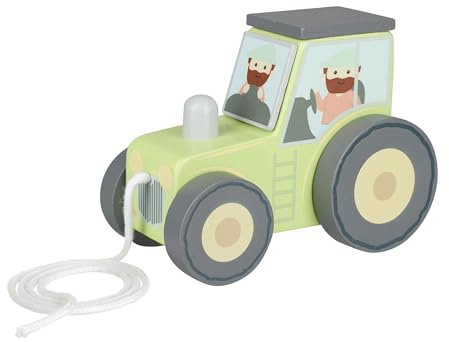 Orange Tree Tractor Push Pull Wooden Pull Along Toy - Farm & Vehicle, 1-3 Yrs, Perfect 1st Bday Gift - Early Development & Activity Toy