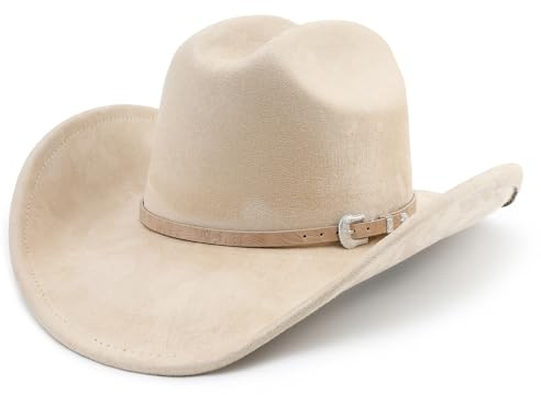 Melesh stor cowboyhatt för kvinnor män brett brätte cowgirls strand cattleman western cowboys hatt, BEIgE, L