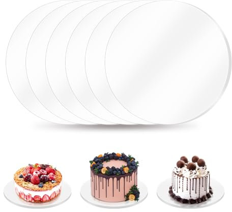 FIHODONE 5mm DickTortenplatte Pappe,6 Cake Board 20cm,Beidseitig Verwendbar Tortenunterlage Rund,Wiederverwendbar Kuchenplatte Rund,Cakeboard Tortenboden für Kuchen und Torten