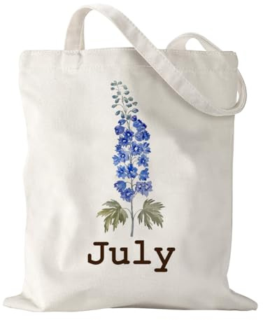 BQXS Women's Birthday Month Flower Tote Bag, Unique Bridal Party Gift, Bridesmaid Wedding Tote, Best Friend Gift, Larkspurs Tote, Mother's Day Birthday Gifts for Women