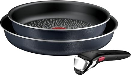Tefal Ingenio L7239043 Enjoy - Set di 3 padelle con manico rimovibile, tecnologia Light Tech, rivestimento antiaderente in titanio, per tutti i tipi di piano cottura