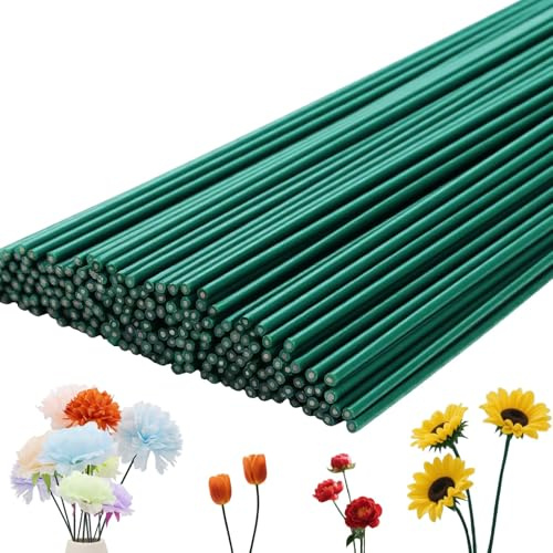 XRXYMQ Blumendraht 100 Stück 30 cm Dunkelgrün Ø2 mm Floristendraht